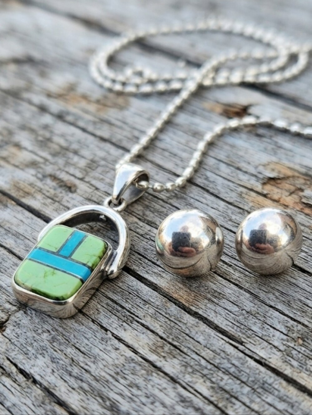 Sterling Silver Inlaid NECKLACE SET